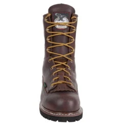 Georgia Mens Chocolate Leather Steel Toe WP Logger Work Boots -Cross country G103 front square