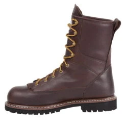 Georgia Mens Chocolate Leather Steel Toe WP Logger Work Boots -Cross country G103 profile instep square