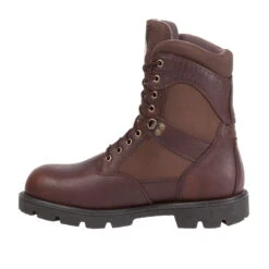 Georgia Homeland Mens Brown Leather Steel Toe WP Work Boots -Cross country G107 profile instep square