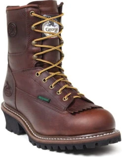 Georgia Mens Chocolate Leather WP ST EH Logger Boots -Cross country G7313 22af1fc8 6864 42ff 9449 42ae61230f37