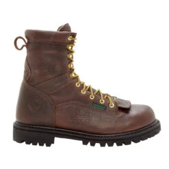 Georgia Mens Chocolate Leather Steel Toe WP Low Heel Logger Work Boots 12 Georgia Mens Chocolate Leather Steel Toe WP Low Heel Logger Work Boots -Cross country G8341 profile square
