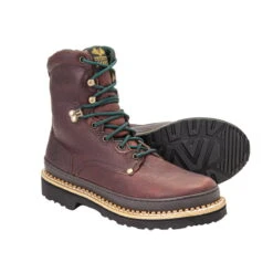 Georgia Giant Mens Soggy Brown Leather Safety Toe 8in Work Boots -Cross country G8374 full pair square