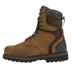 Georgia Brookville Mens Dark Brown Leather Waterproof 8in Work Boots -Cross country G9134 profile instep square