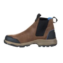 Georgia Mens Dark Brown Leather Chelsea WP Work Boots -Cross country GB00106 instep profile