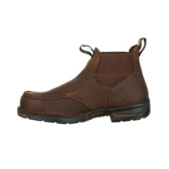 Georgia Mens Dark Brown Leather Athens Chelsea WP Work Boots -Cross country GB00156 instep profile