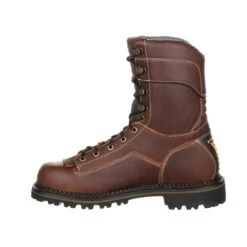 Georgia Mens Brown Leather SPR WP AMP Low Logger Boots -Cross country GB00237 instep profile