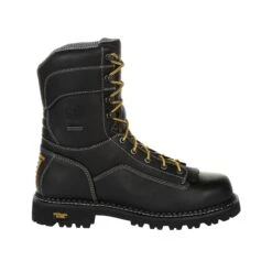 Georgia Mens Black Leather Logger AMP WP Work Boots -Cross country GB00271 profile