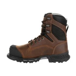 Georgia Mens Black/Brown Leather Rumbler CT WP 8in Work Boots -Cross country GB00285 instep profile