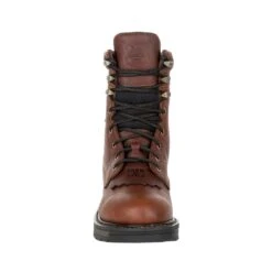 Georgia Mens Brown Leather LT WP Lacer Work Boots -Cross country GB00309 front