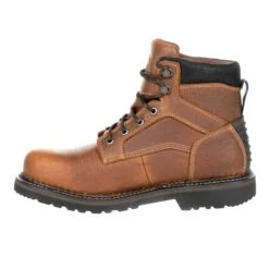 Georgia Mens Brown Leather Revamp WP ST Work Boots -Cross country GB00317 instep profile