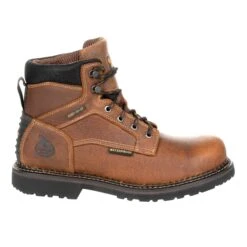 Georgia Mens Brown Leather Revamp WP ST Work Boots -Cross country GB00317 profile