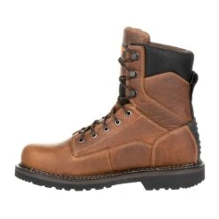 Georgia Mens Brown Leather Revamp WP 8in Work Boots -Cross country GB00318 instep profile