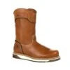 Georgia Mens Brown Leather Amp Wedge Pull-On Work Boots 1 Georgia Mens Brown Leather Amp Wedge Pull-On Work Boots -Cross country GB00349
