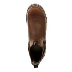 Georgia Mens Brown Leather Wedge WP Chelsea Work Boots -Cross country GB00352 birdseye