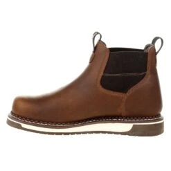 Georgia Mens Brown Leather AMP Wedge ST WP Chelsea Work Boots -Cross country GB00353 instep profile