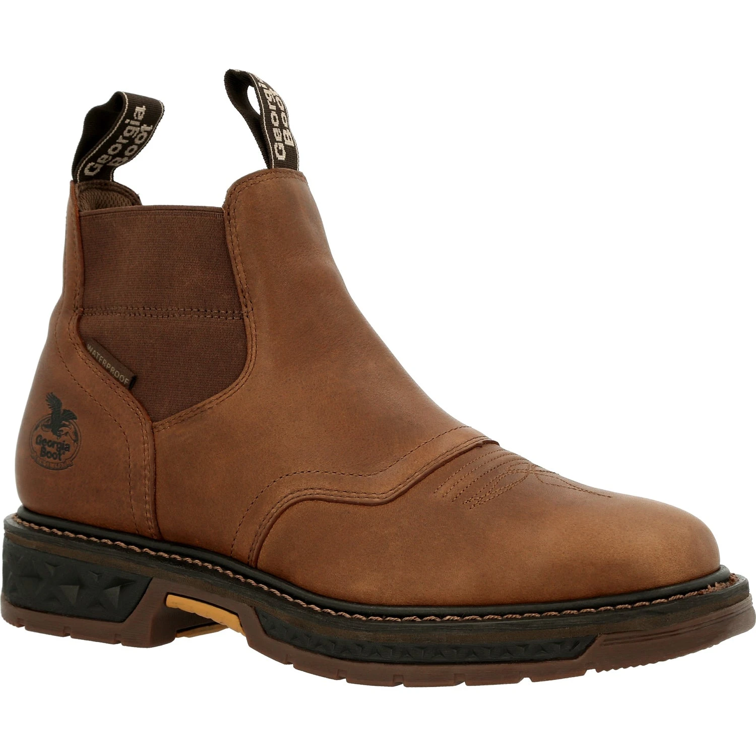 Georgia Mens Carbo-Tec LT WP Chelsea Brown Leather Work Boots 3 Georgia Mens Carbo-Tec LT WP Chelsea Brown Leather Work Boots
