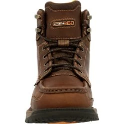 Georgia Mens Athens 360 Waterproof Brown Leather 6in Work Boots -Cross country GB00439 front