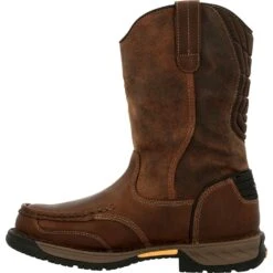 Georgia Mens Athens 360 Waterproof Brown Leather 11in Work Boots -Cross country GB00441 instep profile