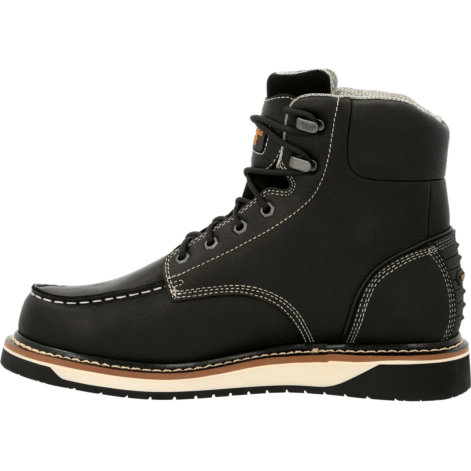 Georgia Mens AMP LT Wedge WP Black Leather Work Boots 7 Georgia Mens AMP LT Wedge WP Black Leather Work Boots - Image 5