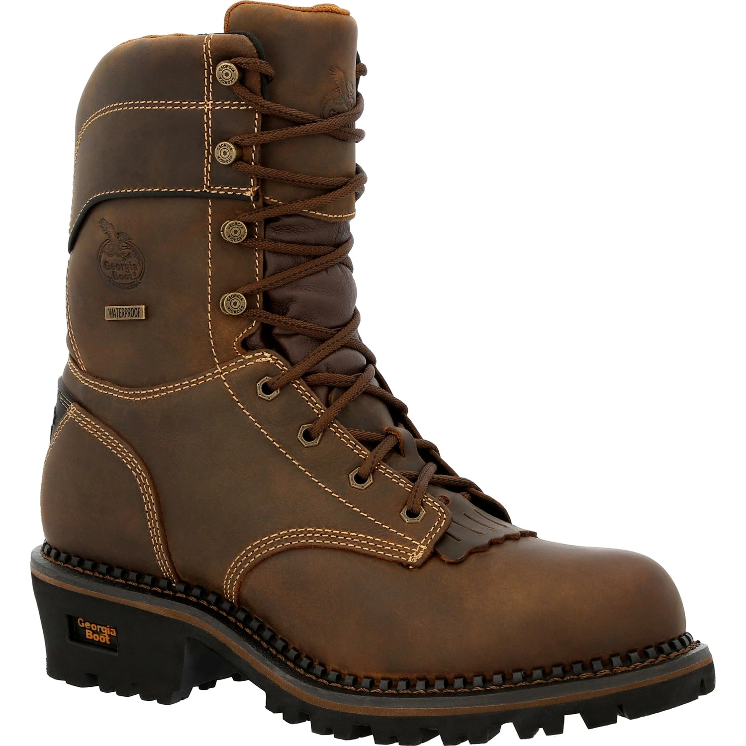 Georgia Mens AMP LT Logger CT 600G Brown Leather Work Boots 3 Georgia Mens AMP LT Logger CT 600G Brown Leather Work Boots