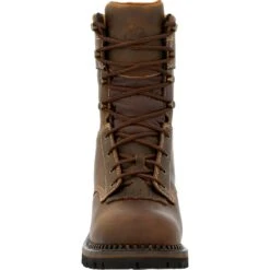 Georgia Mens AMP LT Logger CT 600G Brown Leather Work Boots 12 Georgia Mens AMP LT Logger CT 600G Brown Leather Work Boots -Cross country GB00491 front