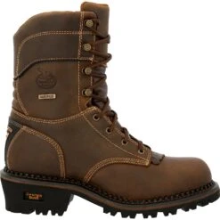 Georgia Mens AMP LT Logger CT 600G Brown Leather Work Boots 15 Georgia Mens AMP LT Logger CT 600G Brown Leather Work Boots -Cross country GB00491 profile