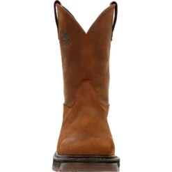 Georgia Mens Carbo-Tec LT Pull On Brown Leather Work Boots -Cross country GB00494 front