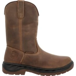 Georgia Mens OT Waterproof Pull On Brown Leather Work Boots -Cross country GB00523 profile