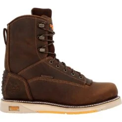Georgia Mens AMP LT Wedge WP Brown Leather Work Boots -Cross country GB00593 profile