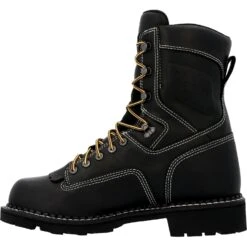 Georgia Mens USA Logger WP Black Leather Work Boots 13 Georgia Mens USA Logger WP Black Leather Work Boots -Cross country GB00603 instep profile