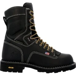 Georgia Mens USA Logger WP Black Leather Work Boots 15 Georgia Mens USA Logger WP Black Leather Work Boots -Cross country GB00603 profile