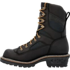 Georgia Mens LTX Logger WP Black Leather Work Boots 13 Georgia Mens LTX Logger WP Black Leather Work Boots -Cross country GB00618 instep profile