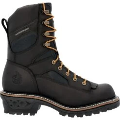 Georgia Mens LTX Logger WP CT Black Leather Work Boots 15 Georgia Mens LTX Logger WP CT Black Leather Work Boots -Cross country GB00619 profile