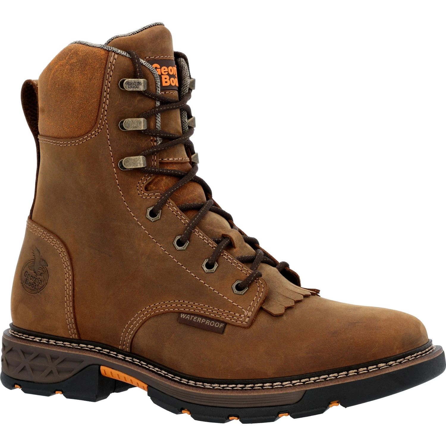 Georgia Mens Carbo-Tec FLX WP Lacer Brown Leather 8in Work Boots 3 Georgia Mens Carbo-Tec FLX WP Lacer Brown Leather 8in Work Boots