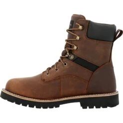 Georgia Mens Core 37 Waterproof Brown Leather 8in Work Boots -Cross country GB00637 instep profile
