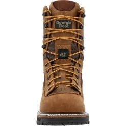 Georgia Mens LTX Logger 9in WP Brown Leather Work Boots -Cross country GB00668 front
