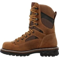 Georgia Mens LTX Logger 9in WP Brown Leather Work Boots -Cross country GB00668 instep profile