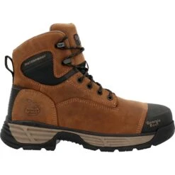 Georgia Mens Durablend Edge 6in WP AT Brown Leather Work Boots -Cross country GB00679 profile