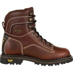 Georgia Boot AMP LT Logger Women's Brown Alloy Toe Waterproof Low Heel Logger Boot -Cross country GUEST 2ce6a2f6 7f49 4b18 8a5e a1592b084a80